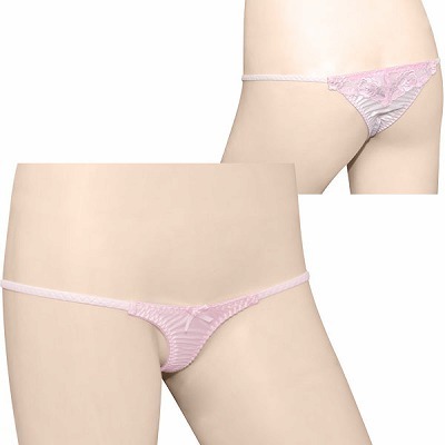 バックフラワー刺繍スーパーマイクロTバック ピンク(ランジェリー)