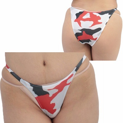 レディス 2wayストレッチ迷彩プリントハーフバック レッド(ランジェリー)